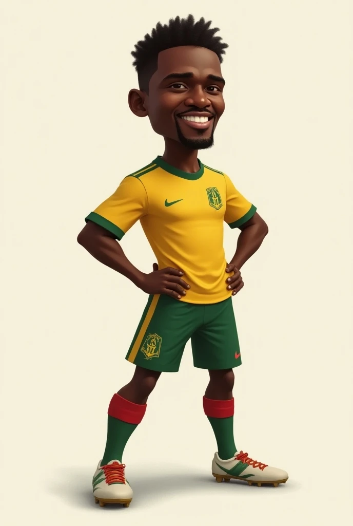 create a square size realistic cartoon image of footballer Samuel Etoo