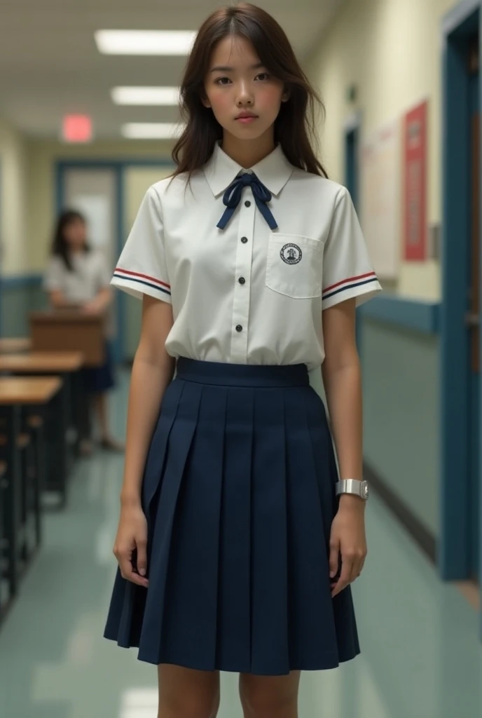 A school uniform skirt and shirt