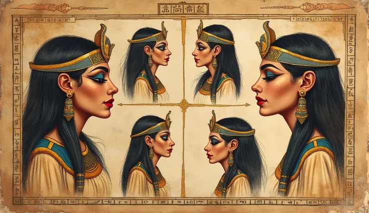 Egyptian papyrus or parchment showing in drawings the makeup they were wearing
