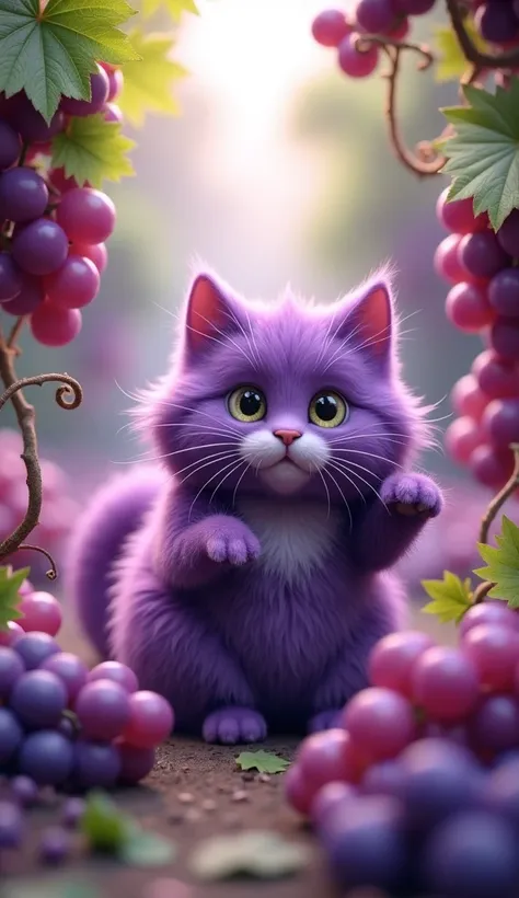 A purple cat [fofo] Around the grape
 3d