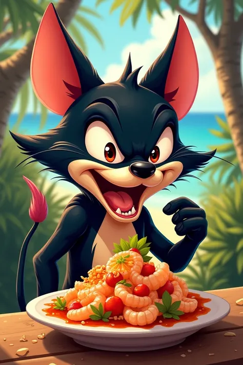 Disney Tasmanian demon eating ceviche 