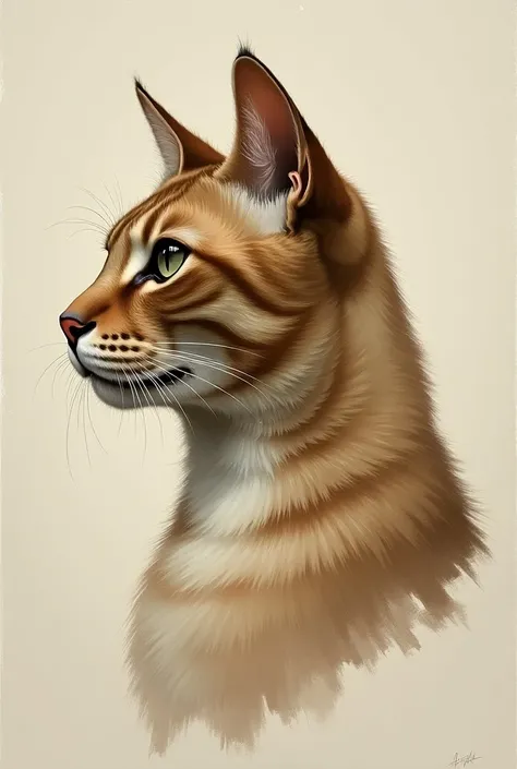 An oil painted cat head from profile