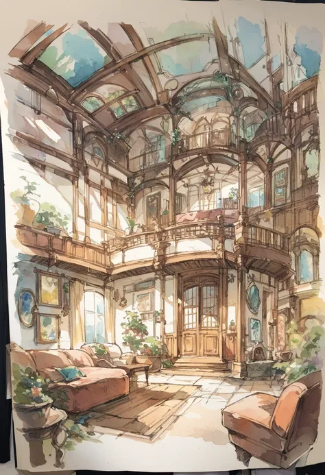 score_9, score_8_up, score_7_up, score_6_up, score_5_up, score_4_up, hires, highres, source_furry, cover page, angelic 1girl, sketches of a fantasy room, sketch, flickr, conceptual art, colorful architectural drawing, architectural illustration, interior d...