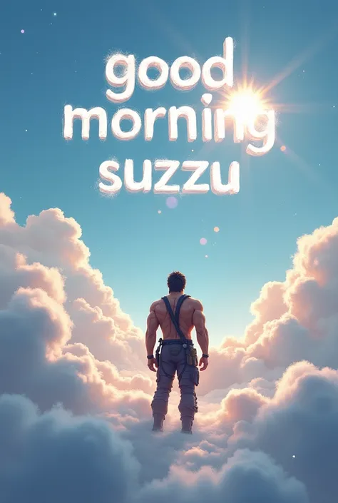 Good morning Suzzu text written in beautiful clouds, where Rambo and look like heaven 