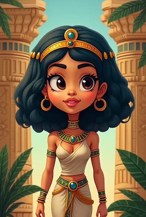 Cleopatra  and big head cartoon style 
