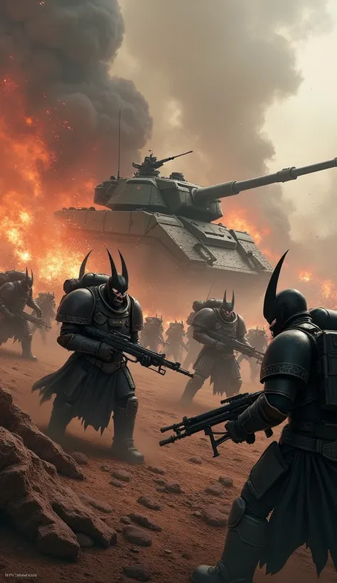 Battlefield, warhammer 40000, dark eldars, soldier’s s, tanks, flames, shooting, rage fight