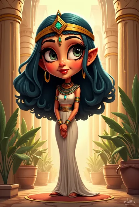 Cleopatra  and big head cartoon style 
