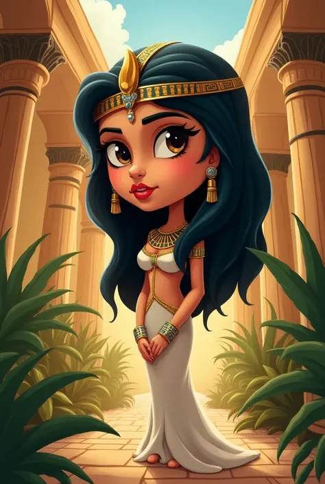 Cleopatra  and big head cartoon style 
