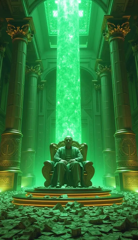 a large streamer room with zevs from the Gates of Olympus game, which is full of dollars with green lights