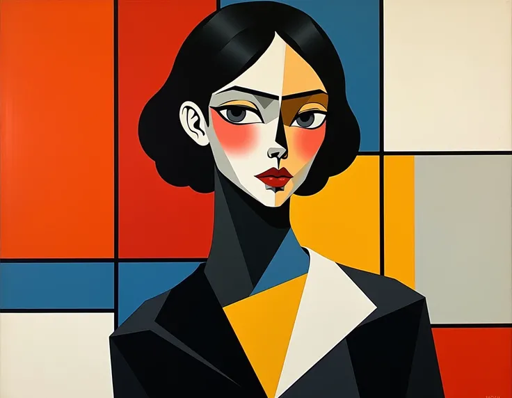 geometric figurative art inspired by Cubism and Pie Mondrian