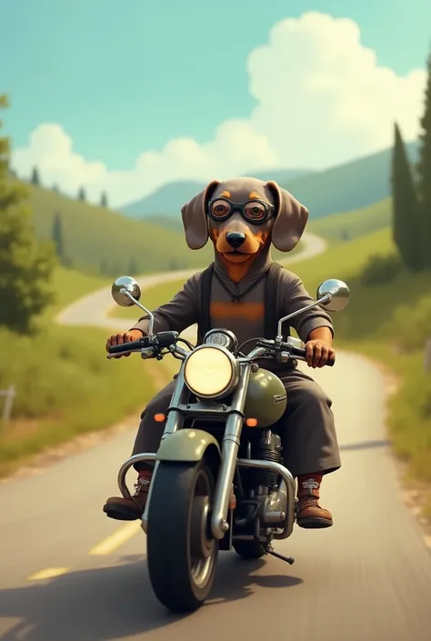 Don Boscos dachshund called Gris Guardian on a motorbike