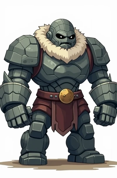 Stone golem, tall, strong, onyx eyes, armored, made of stone, made of many stones, no background, png, chibi, boulder, warrior, fighter, walking on all fours, with fighting gauntlets, Fur Doublet