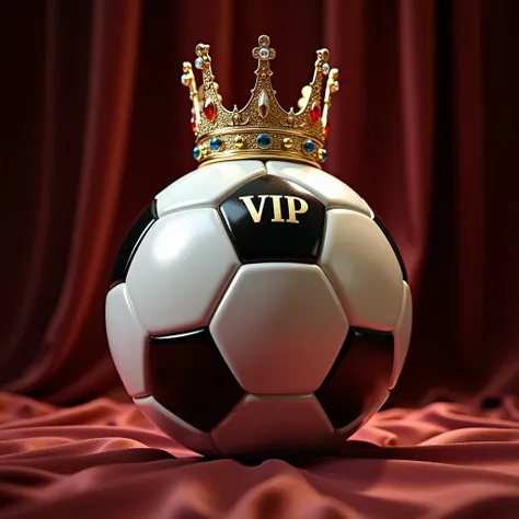 A soccer ball with a crown and the word VIP 