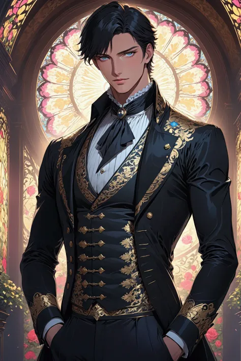 anime, victorian guy, dominate, handsome, sexy, pretty, lighting, 