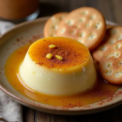  Curd with Special Melado
Fresh curd bathed in canela syrup and a pinch of lemon, accompanied by crispy wafers .
generates a typical Colombian image based on this idea