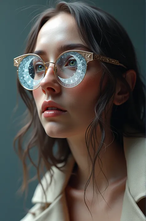  Close up on the genitals physical rendering {x} The model is wearing glass sunglasses with stars and the moon on the glass.