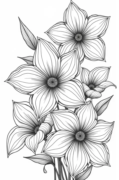 Black and white flowers coloring page 