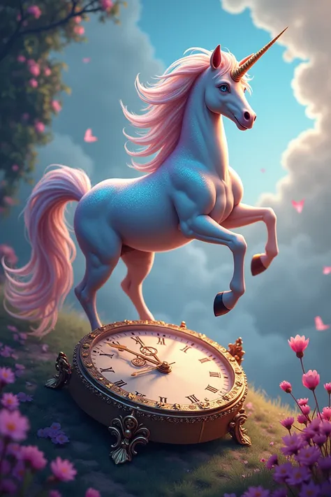 Make a clock and the background has an animated unicorn