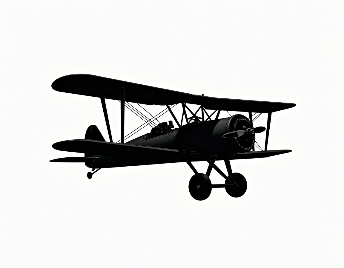 Create an airplane (Old style) For painting  (black outline)