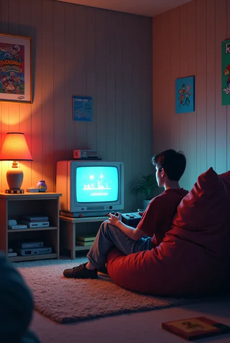 A room with a teenager who plays Nintendo with a view of the 90s atmosphere campaign