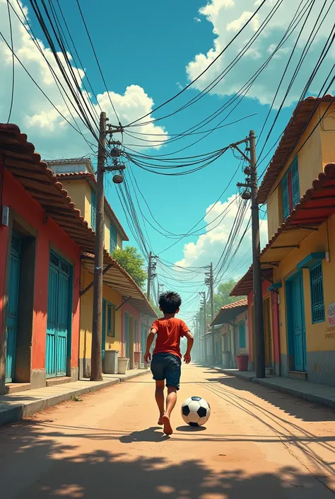 You can create a wallpaper with the theme of a Paraguayan neighborhood with electricity cables and with a Paraguayan boy playing barefoot with a soccer ball through the streets as if he were taking a picture of him unawares 

