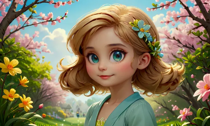           masterpiece ,         The best quality        ,      High-resolution 8k image showing a girl dressed for the spring season 