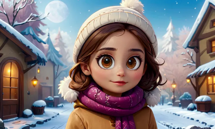          masterpiece ,        The best quality       ,      High resolution 8k image showing a girl dressed for the winter season 