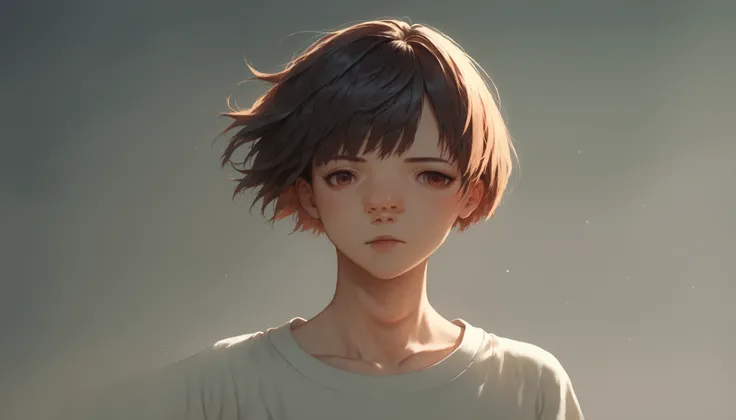 Young woman, playful, non-binary appearance, short haircut realistic, anime fantasy, Best quality, excellent attention to detail