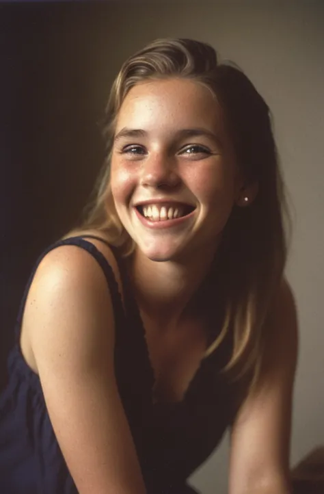 (lieke_martensv1), ,close-up, editorial photograph of a woman wearing a blouse, ((smile:1.4)), (grin512), (background inside dar...