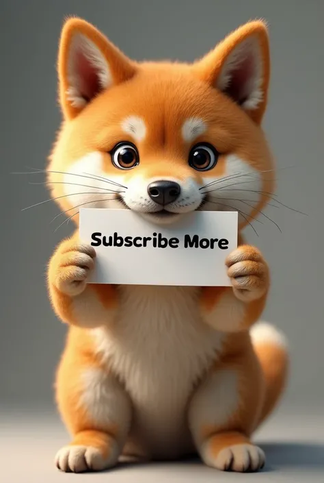 A meme dog holding subscribe more realistic