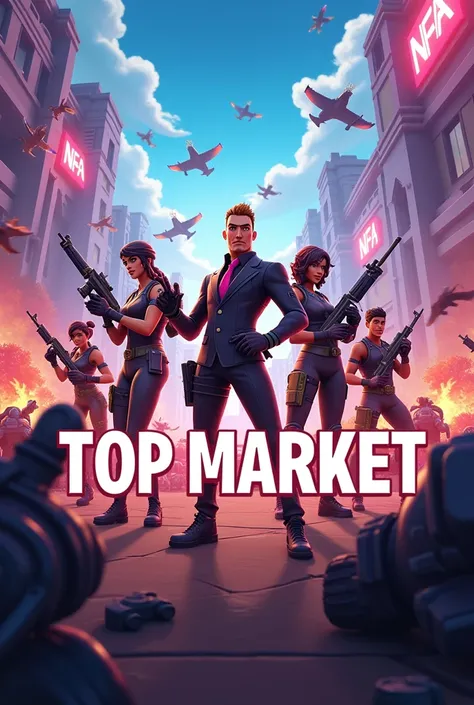 fortnite and write NFA Top Market in the center of the images 