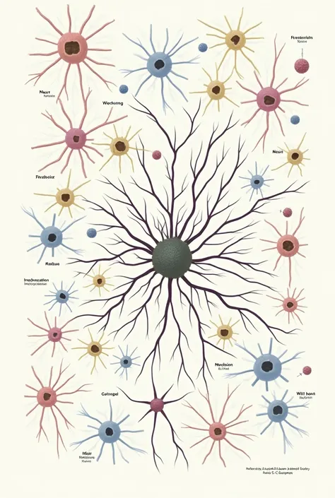 Neurons and their denomination in a picture 