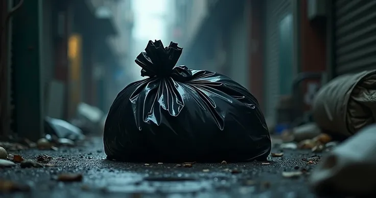 a black trash bag