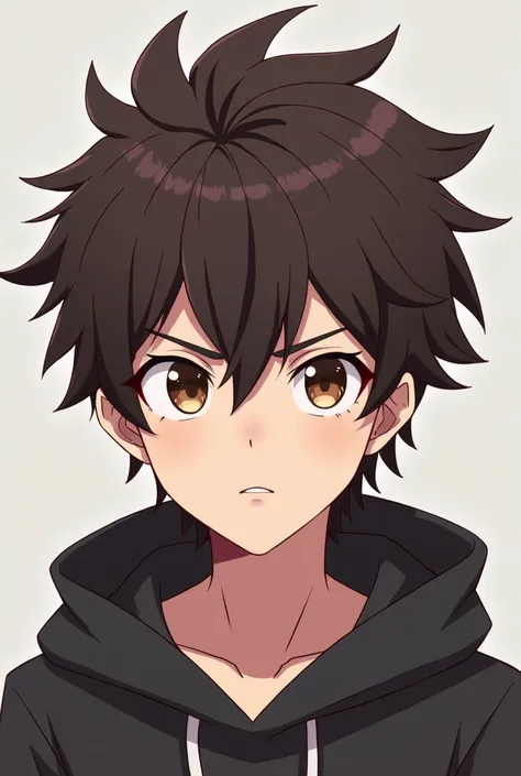 anime character, With a short dark brown head dark brown gamer-like eyes for the male YouTube channel Pulled Eye 