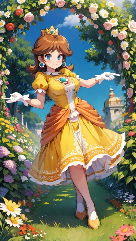 ((masterpiece,best quality,ultra-delicate,perfect face,detailed eyes,16k,high resolution,very beautiful girl)), princess daisy, ...