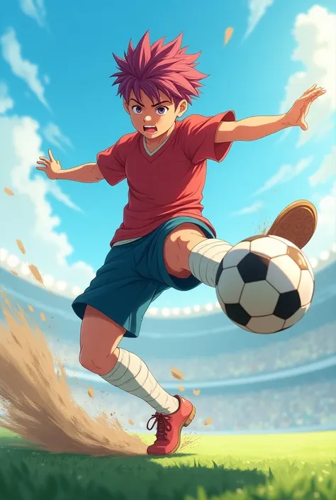 Anime person kicking a ball