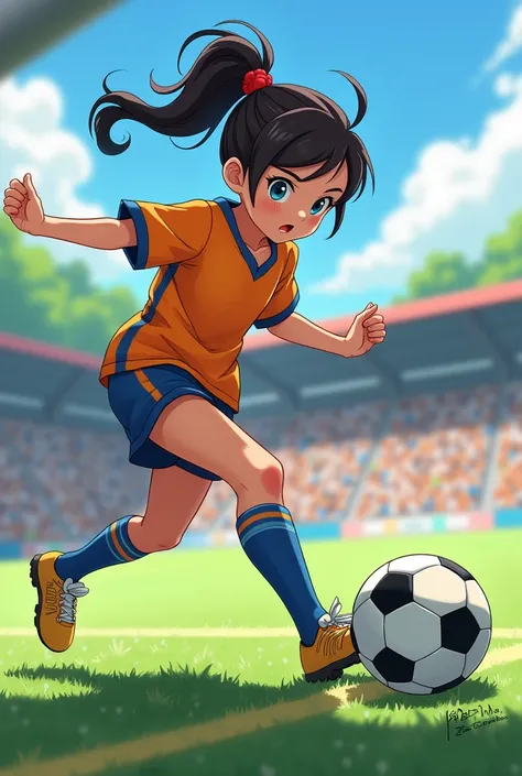 Anime girl kicking a ball