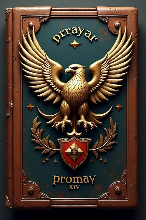 Eagle logo on a book with a cap on a branched shield that reads Promo XV