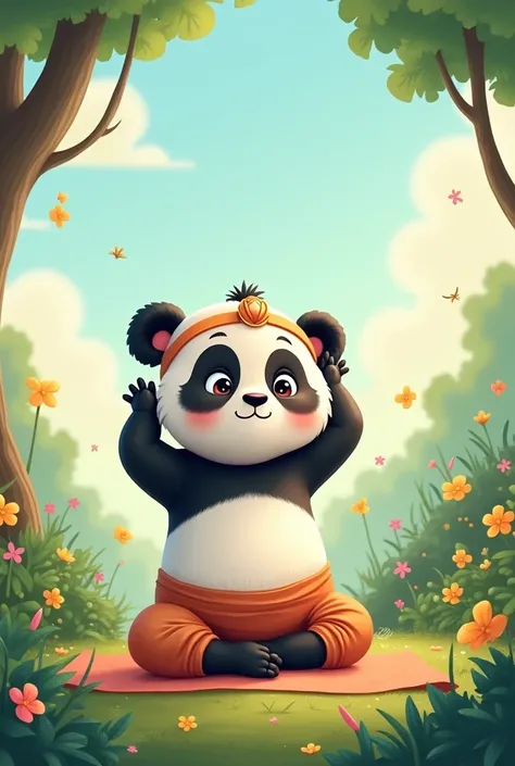 Create a prompt to create an image of a Disney-style panda performing the yoga twist position
