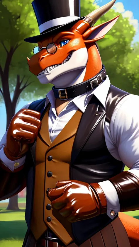 Solo, Male, fat, extremely obese, gentleman, dapper Professor Dragon, blue eyes, (posing:1.3), (soft shading), 4k, hi res, ((detailed face, detailed)), looking at viewer, mouth wide open, steampunk, dapper clothing, collared shirt with buttons, top hat, ma...