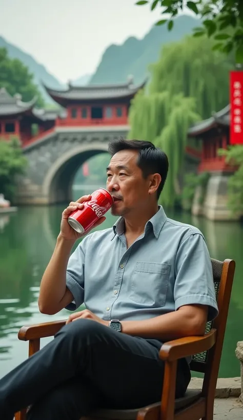 A man drinking cocacola in china