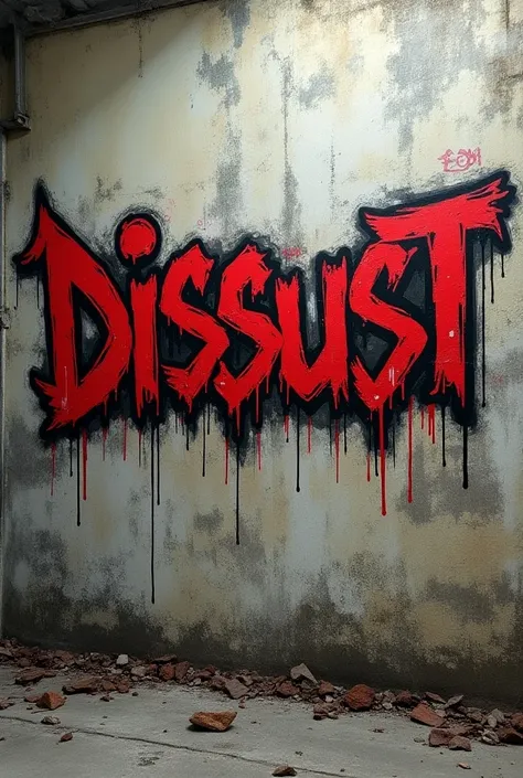  Grindcore writing on the wall  "disgust "  In Russian With grindcore bold lines 