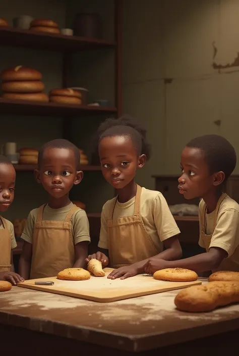 créer limage des orphelins africain en formation des metier technique dans la boulangerie 