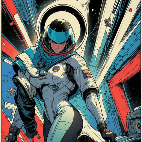 ((( Best Quality Masterpiece ))),(((Absolutely one woman))),(spacesuit that emphasizes cleavage ),((( 70s and 80s space thriller movie posters))),( American Comics ),((( retro vintage style ))),Overwhelmingly complex depiction,Absolute machine group backgr...