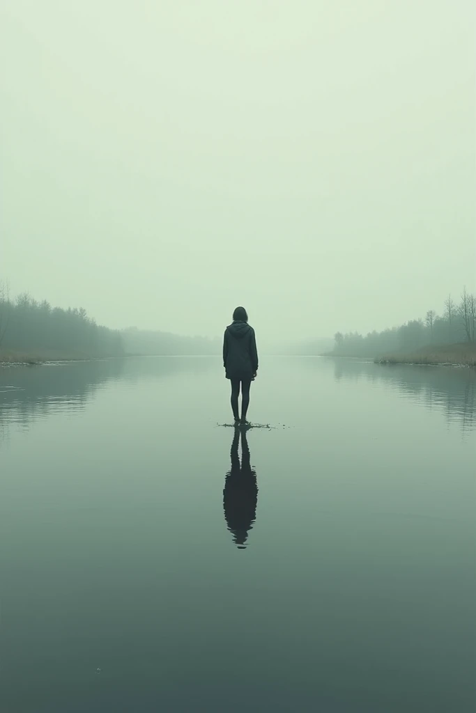 A person looking at the reflected horizon 