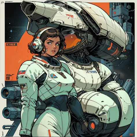 ((( Best Quality Masterpiece ))),(((Absolutely one woman))),(spacesuit that emphasizes cleavage ),((( 70s and 80s space thriller movie posters))),( American Comics ),((( retro vintage style ))),Overwhelmingly complex depiction,Absolute machine group backgr...