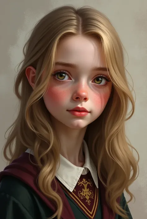  Create an image of what Emma Dobbs Harry Potter would look like mentioned in the book according to the characteristics mentioned in the book (DONT SEXUALIZE SHES JUST A  OF APPROXIMATELY  WITH DARK BLOND HAIR)
