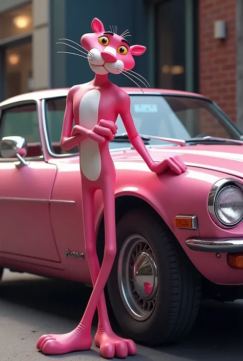 Pink Panther with his automobil