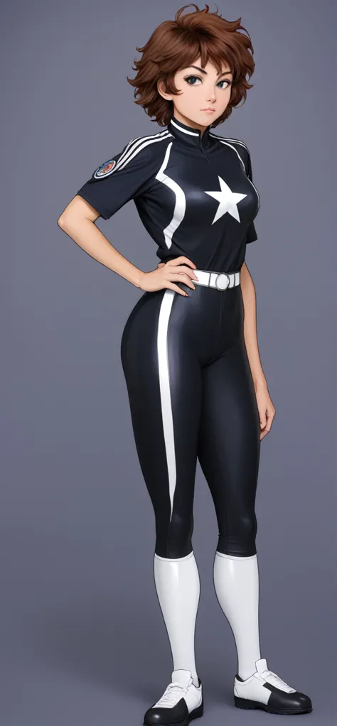 black widow, full body, (captain tsubasa style:1.5), face details