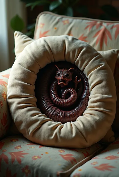 Parasite hidden inside a pillow